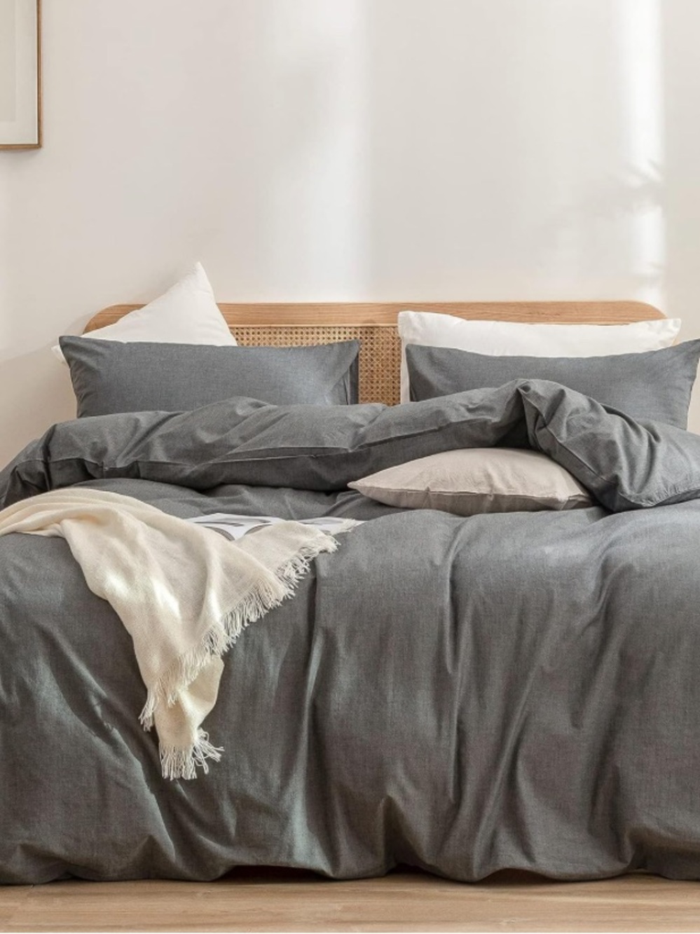 Gray Cotton Duvet Cover Set - NWT